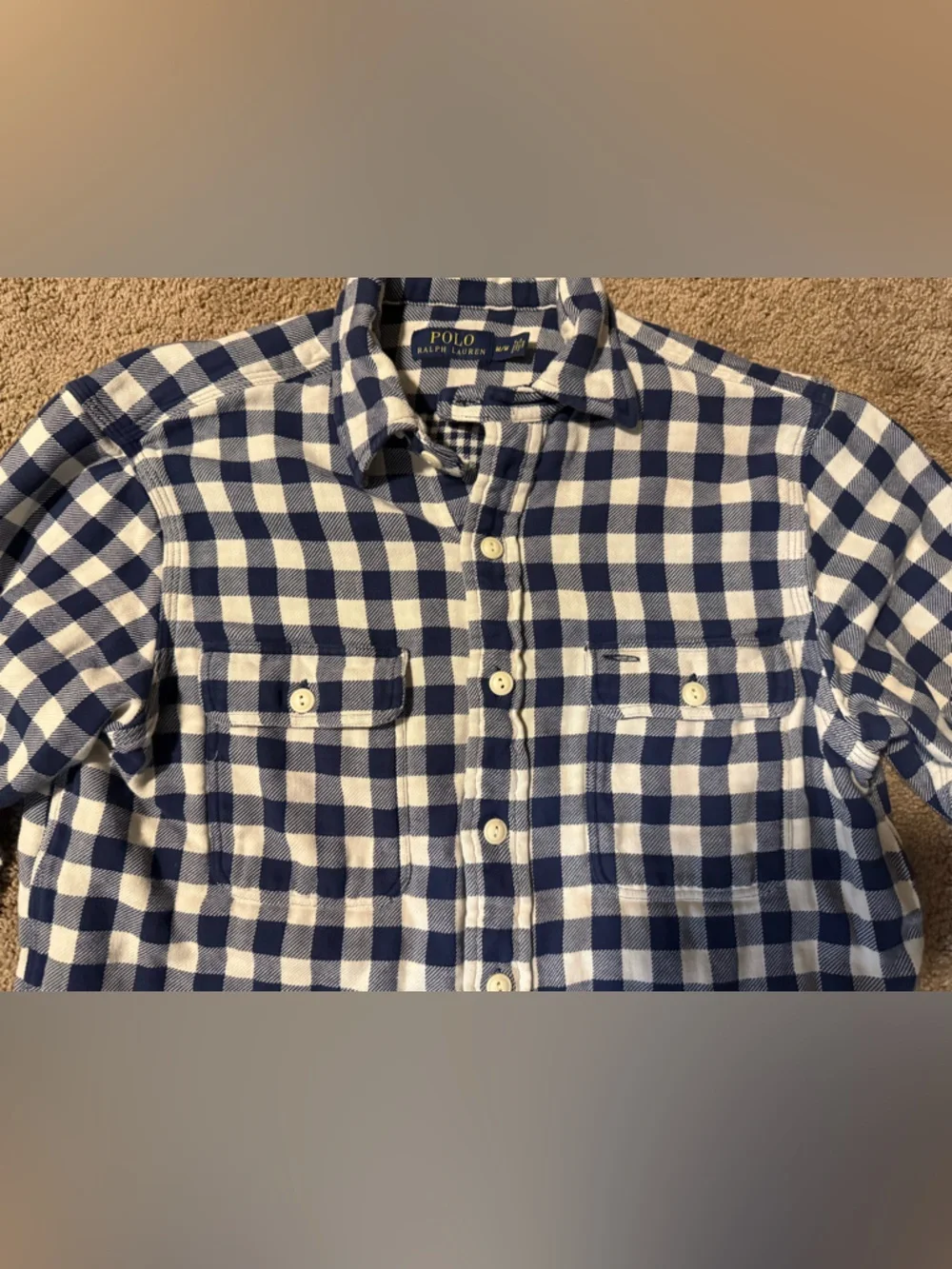 Polo Ralph Lauren Blue/White Gingham Pattern Heavier Button Down
